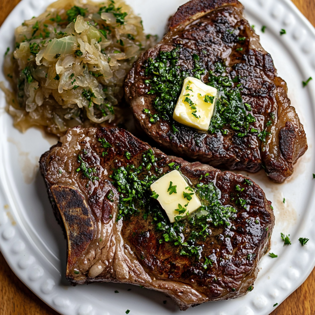 Ribeye Steak with Herbs and Sauerkraut