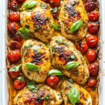 Baked Chicken Breasts with Melted Mozzarella cheese and Cherry Tomatoes