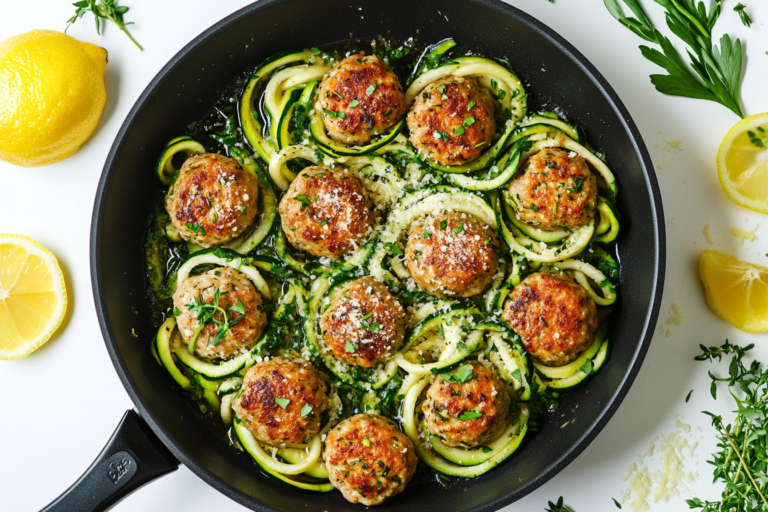 Chicken Meatballs with Zucchini Noodles
