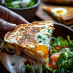 Eggs Quesadilla with Melting Cheese and Smoked Salmon