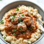 Beef Meatballs with Tomato Sauce and Cauliflower Rice