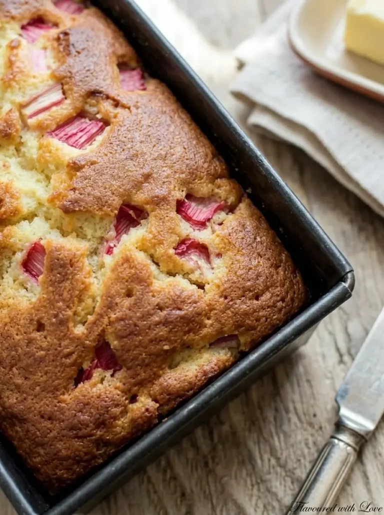 Unwiderstehlicher Erdbeer Rhabarber Kuchen mit Streusel und Pudding