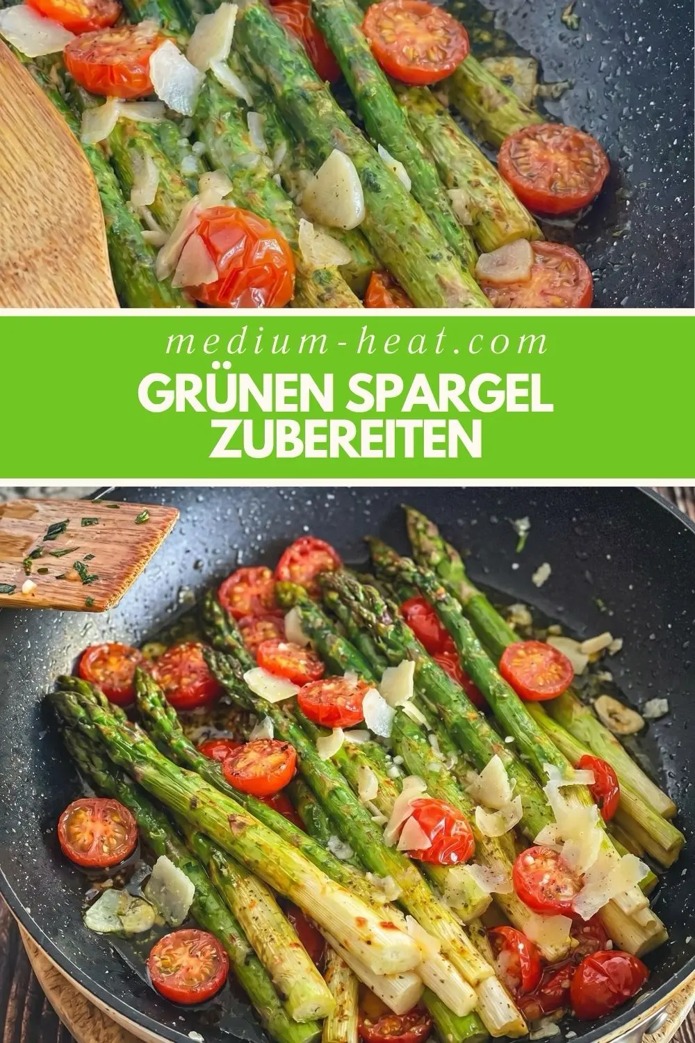 grünen spargel zubereiten Vorbereitung mit Sparschäler auf Holzbrett