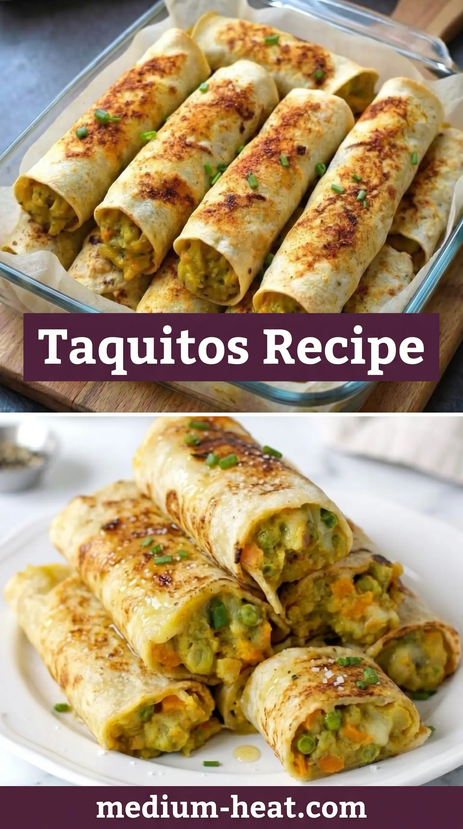 Taquitos Rezept: knusprig gebackene Röllchen auf einem Holzbrett serviert