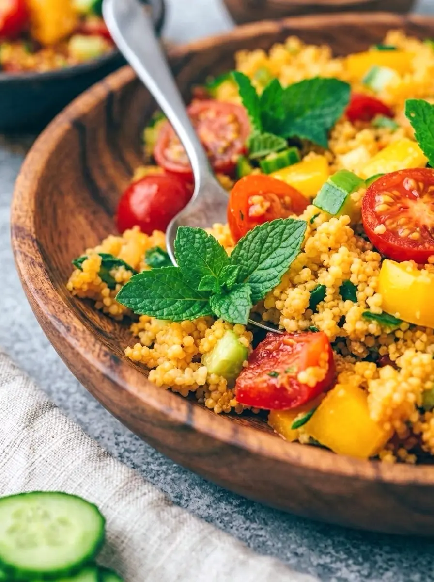 Griechischer Kritharaki Salat mit Knorr Salatkrönung servierfertig in einer Schüssel