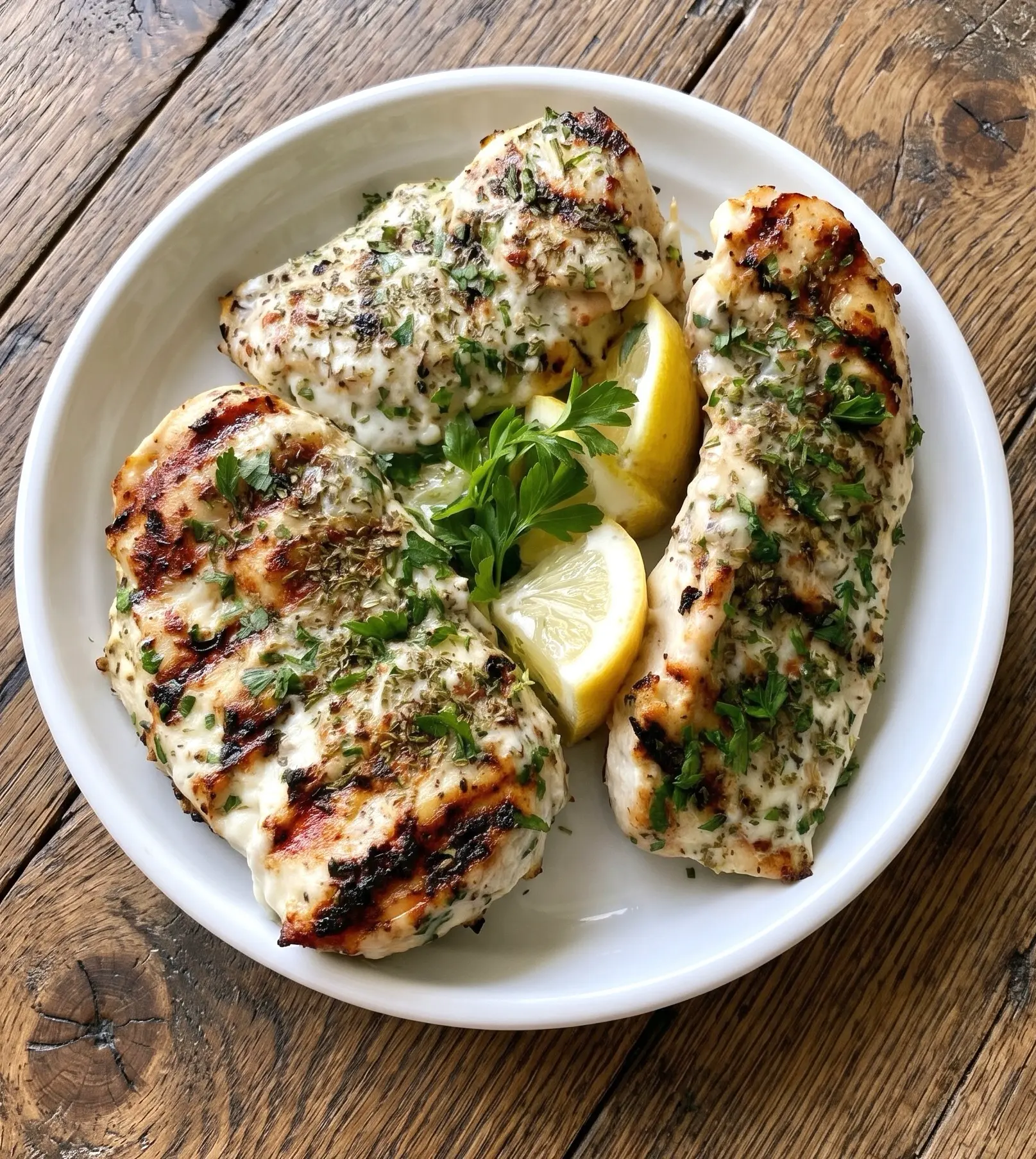 Hähnchenbrust auf dem Grill mit Marinade - goldbraune Grillstreifen